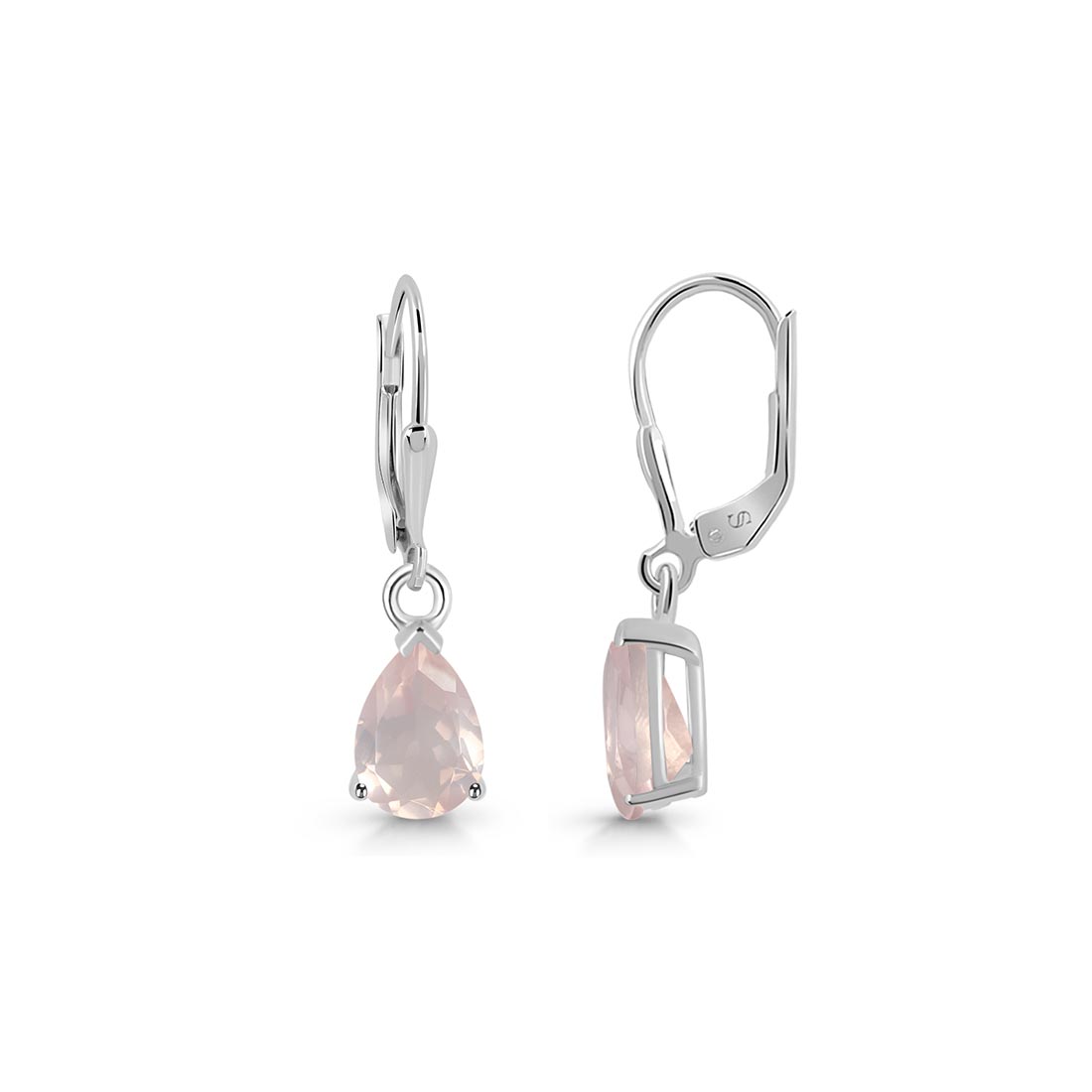 Premium Rose Quartz Leverback Earrings - Elegant & Calming (RSQ-SE-677)