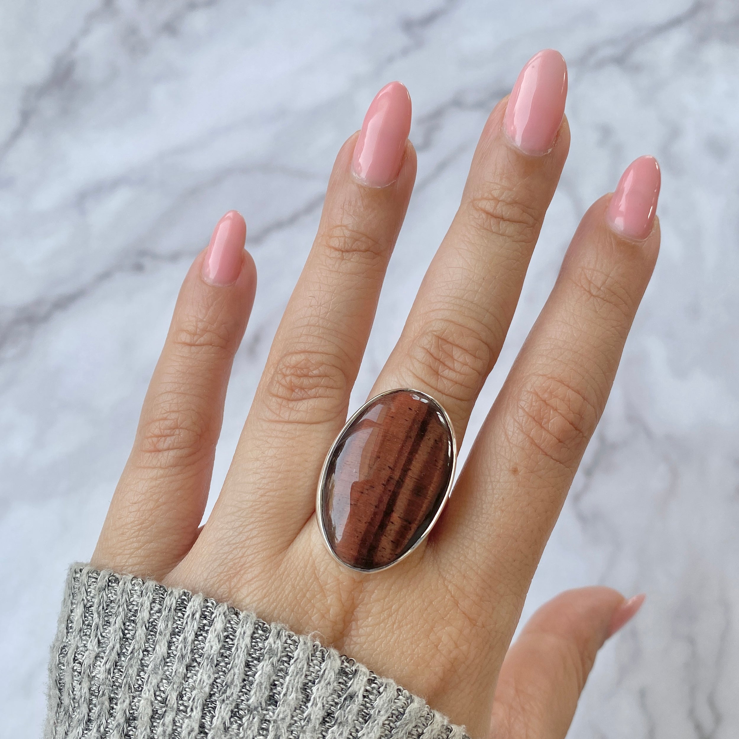 Premium Red Tiger Eye Adjustable Ring - Bold Statement Jewelry