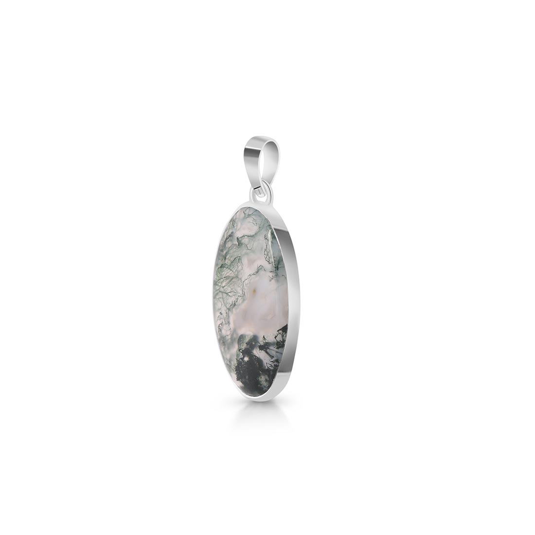 Premium Moss Agate Silver Pendant - Elegant Nature-Inspired Jewelry