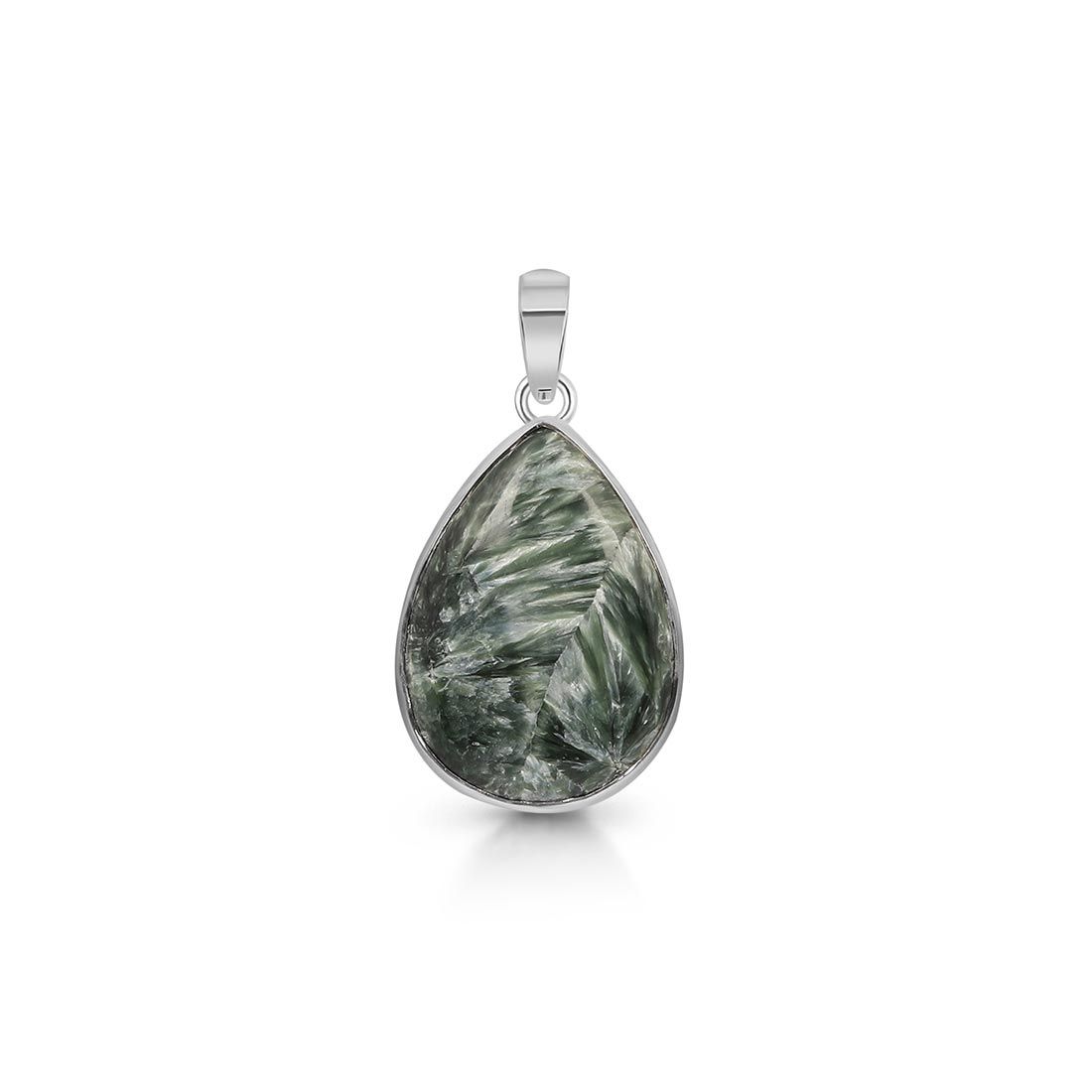 Premium Seraphinite Pendant - Elegant 925 Sterling Silver Jewelry