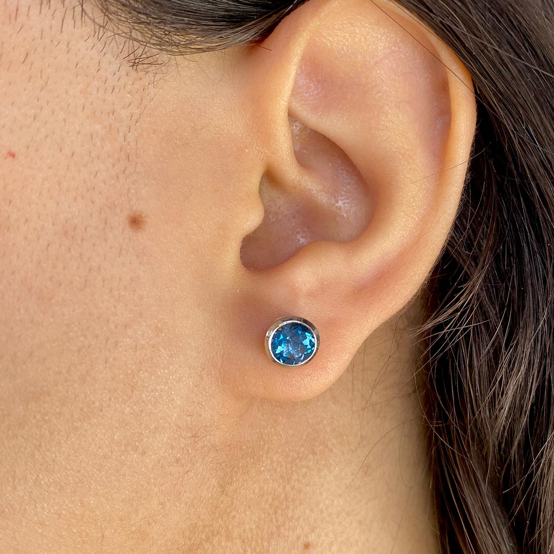 Premium London Blue Topaz Stud Earrings - Ultimate Elegance