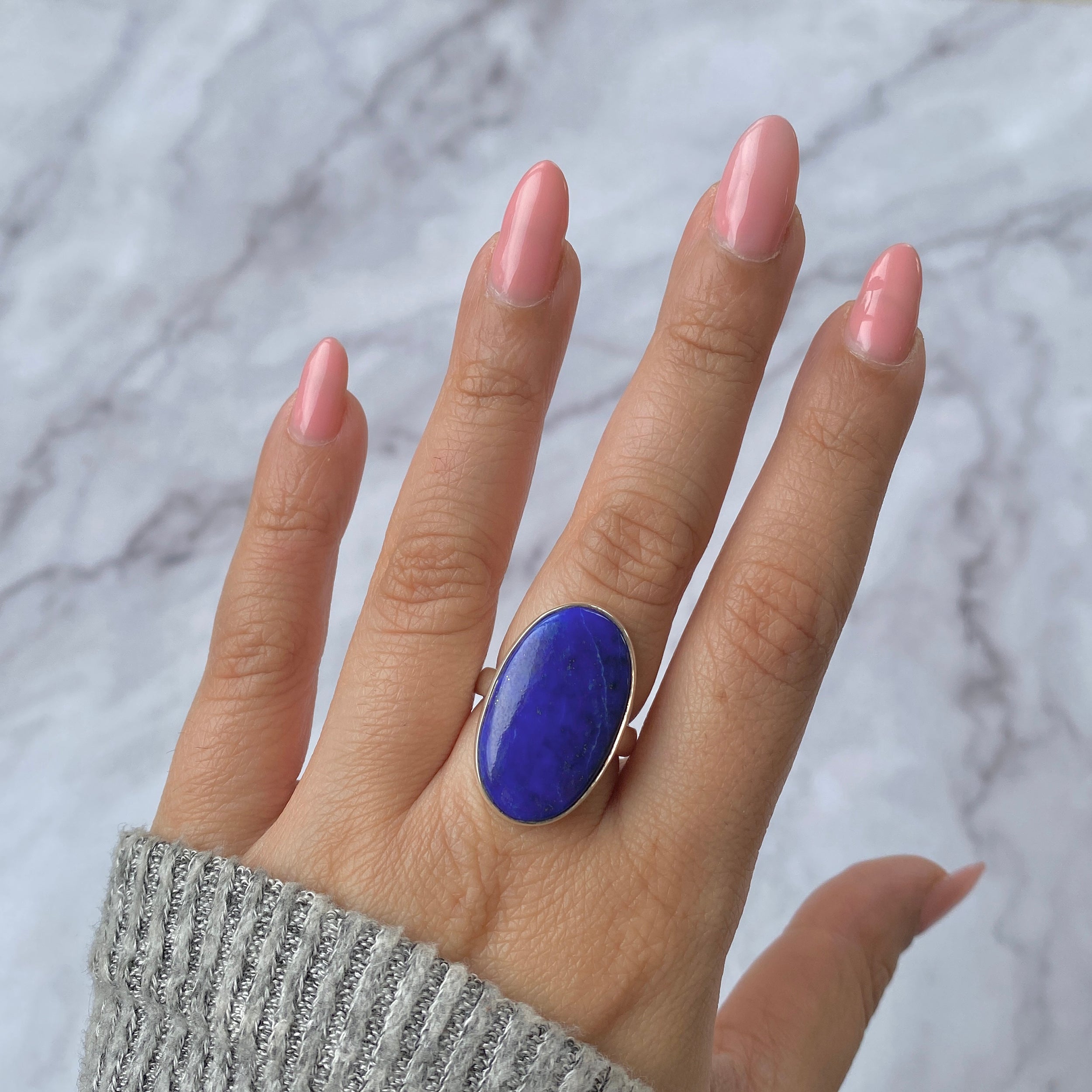 Premium Adjustable Lapis Ring - Elegant Blue Gemstone Jewelry