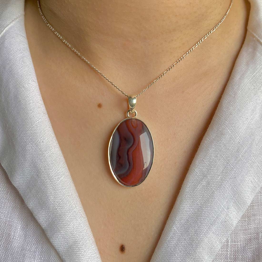 Premium Botswana Agate Pendant - Elegant Healing Jewelry (RBA-P-7)