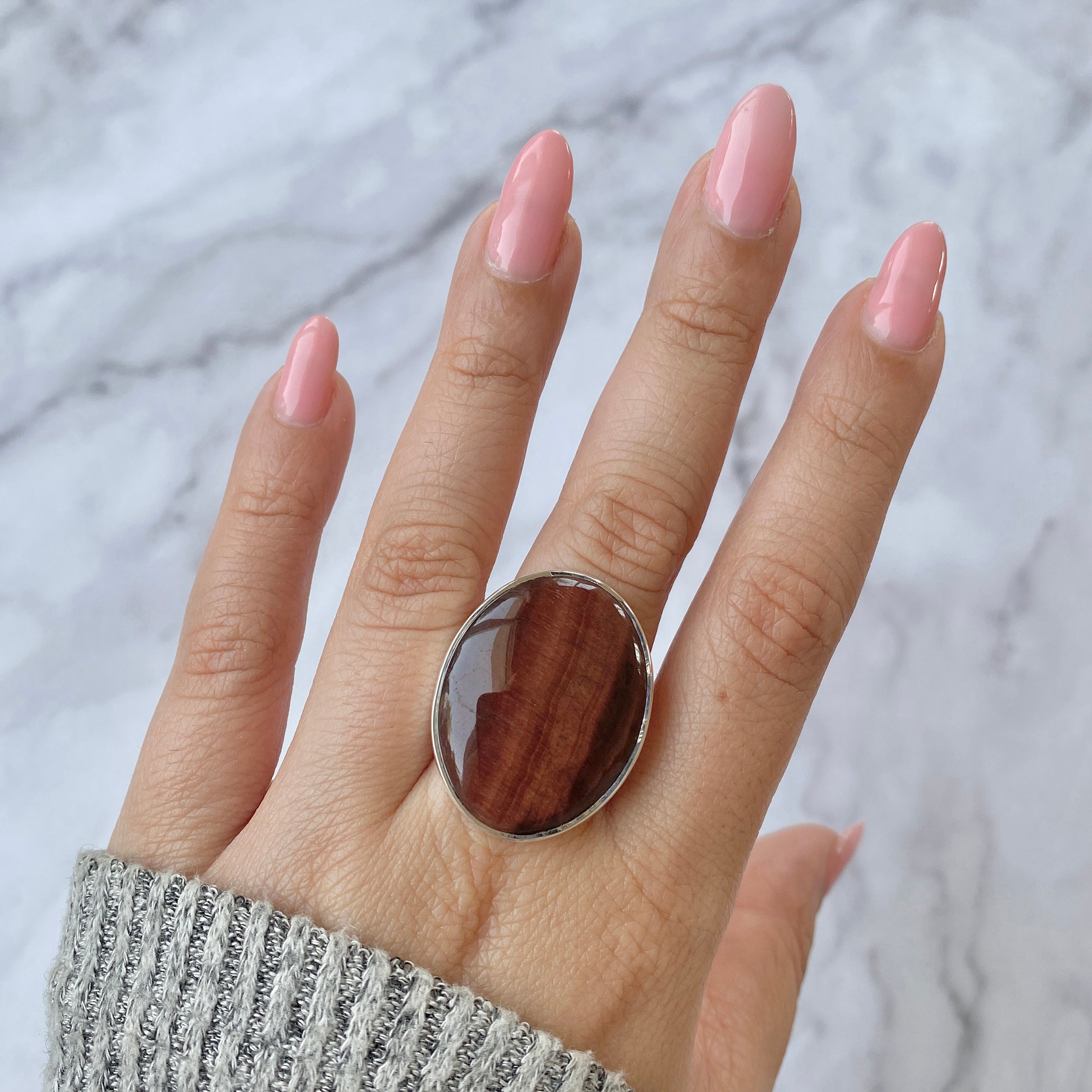 Premium Red Tiger Eye Adjustable Ring - Bold Statement Jewelry