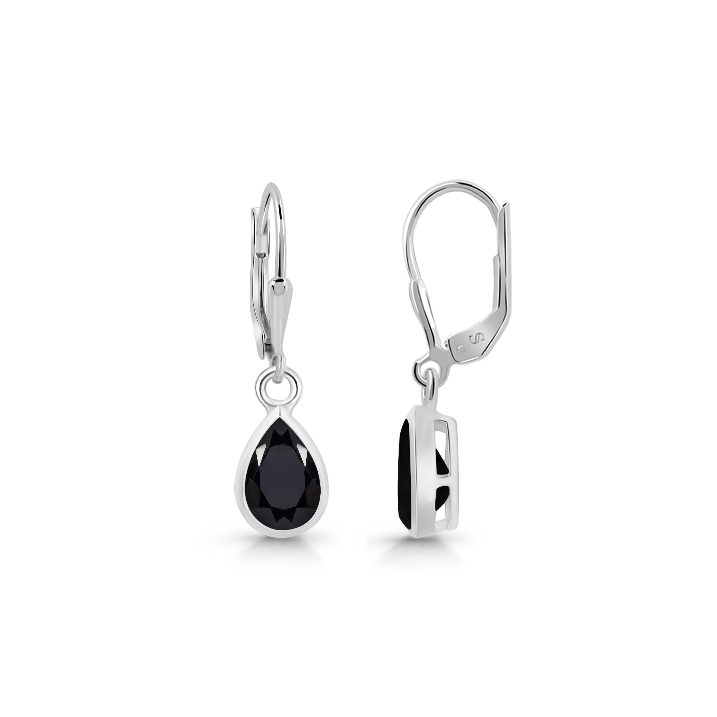 Premium Black Tourmaline Leverback Earrings - Ultimate Elegance (BLS-SE-679)