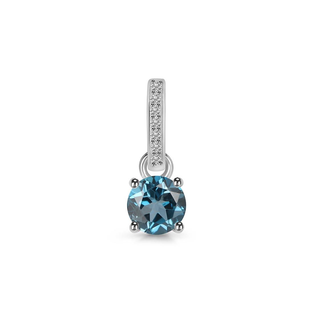 Premium London Blue Topaz Pendant - Elegant Sterling Silver Jewelry