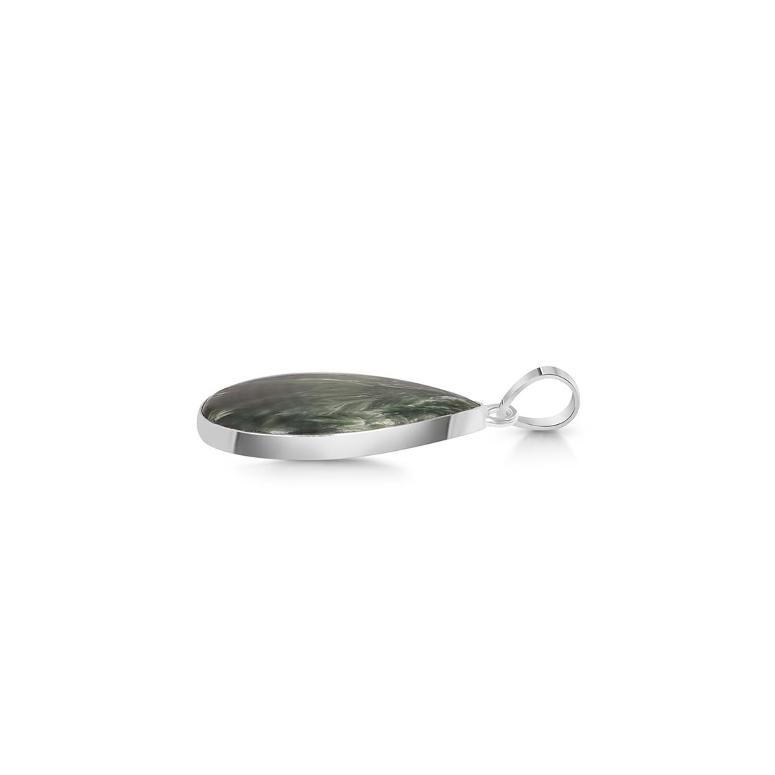 Premium Seraphinite Statement Pendant - Elegant 925 Sterling Silver