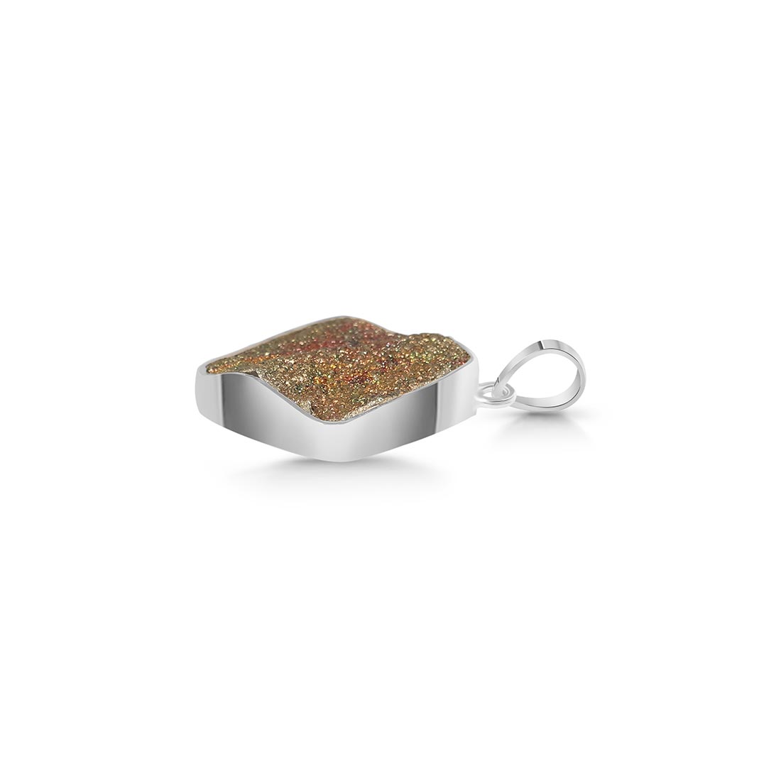 Premium Spectropyrite Druzy Pendant - Elegant Silver Jewelry (SPD-P-14)