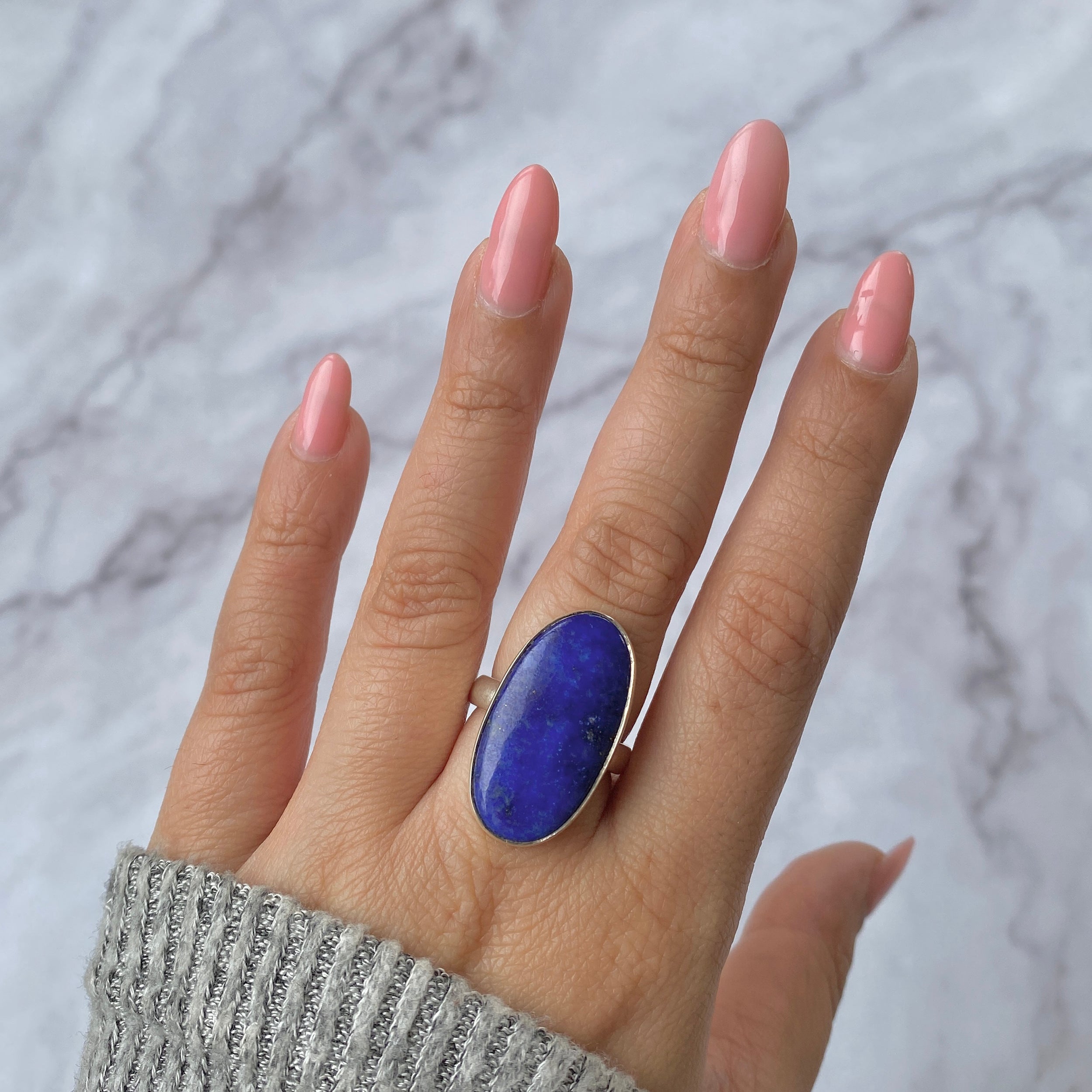 Premium Lapis Adjustable Ring - Elegant Statement Jewelry