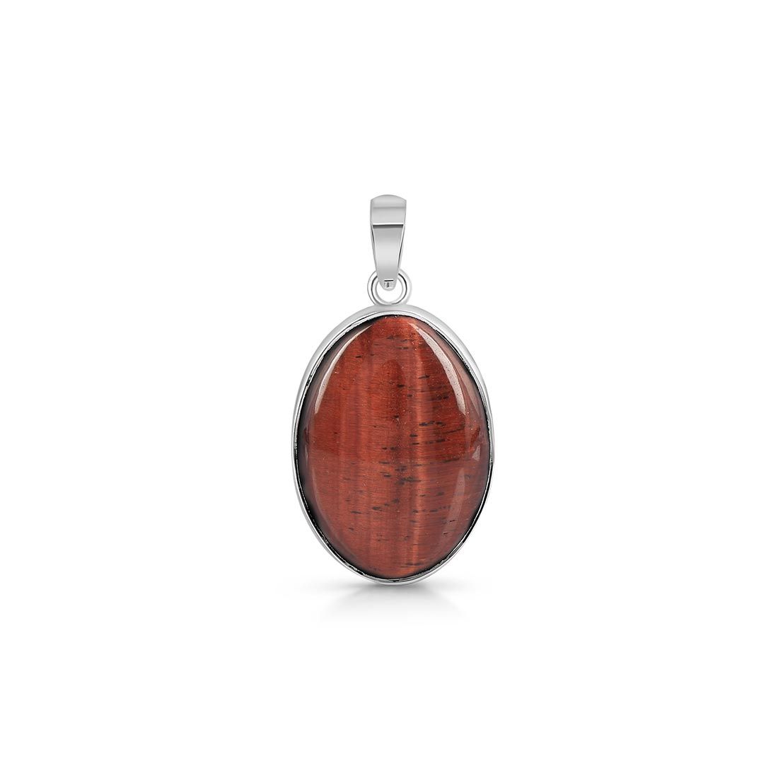 Premium Red Tiger Eye Statement Pendant - Elegant 925 Sterling Silver (RTE-P-23)