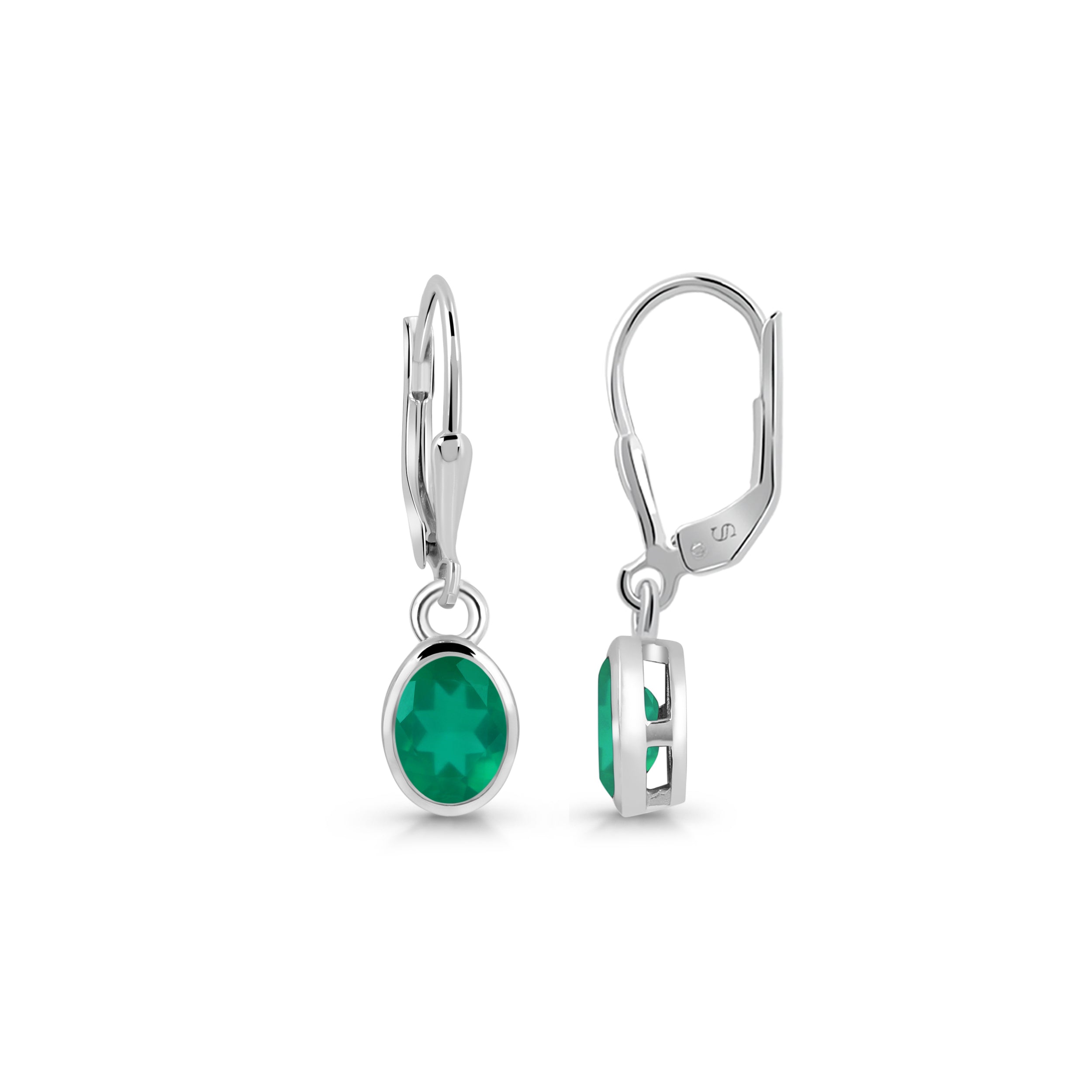 Premium Green Onyx Leverback Earrings - Elegant Everyday Style (GRO-SE-1316)