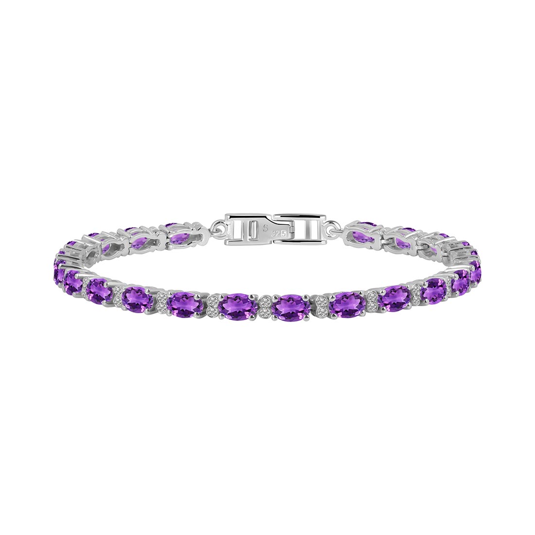 Premium Dainty Amethyst Bracelet - Elegant 925 Sterling Silver (AMT-SB-109)