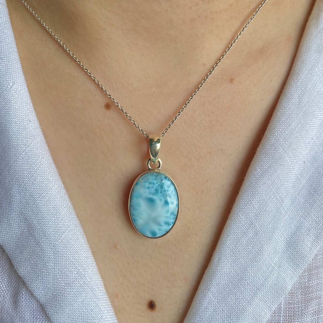 Premium Larimar Healing Pendant - Ultimate Elegance in Sterling Silver