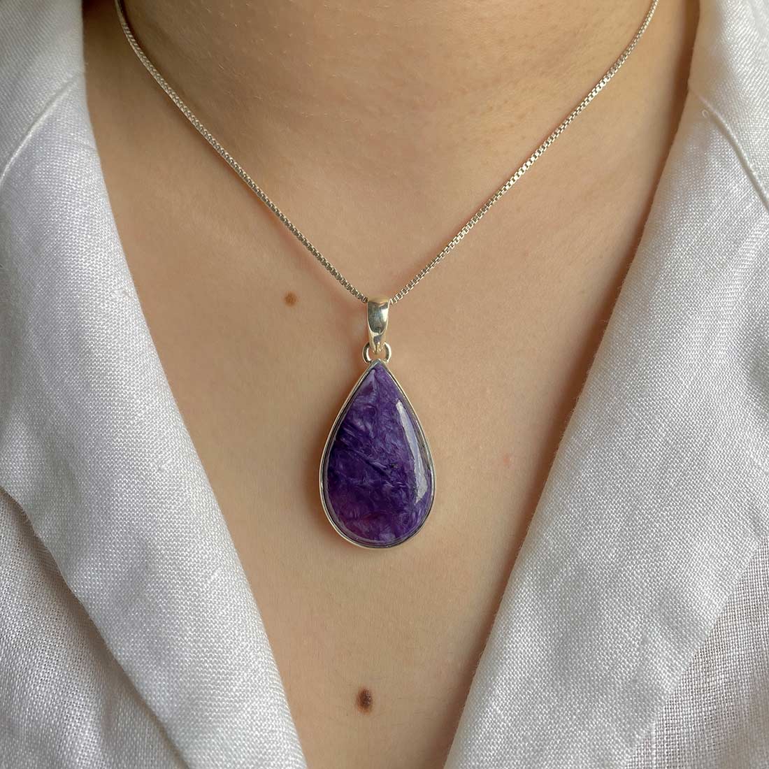 Premium Charoite Pendant - Elegant Purple Statement Jewelry (CHR-P-21)