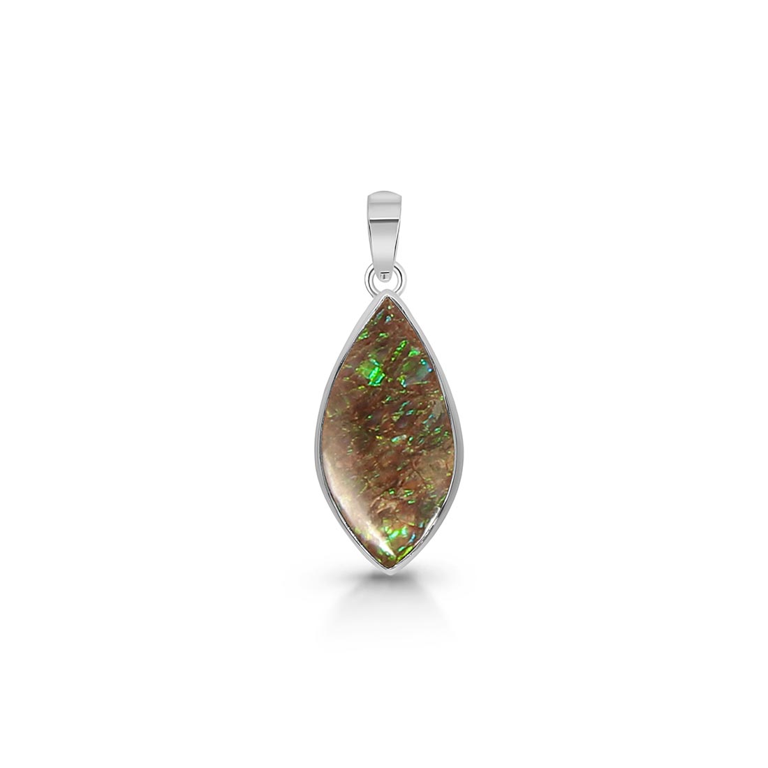 Premium Ammolite Pendant - Elegant Statement Jewelry (AML-P-23)