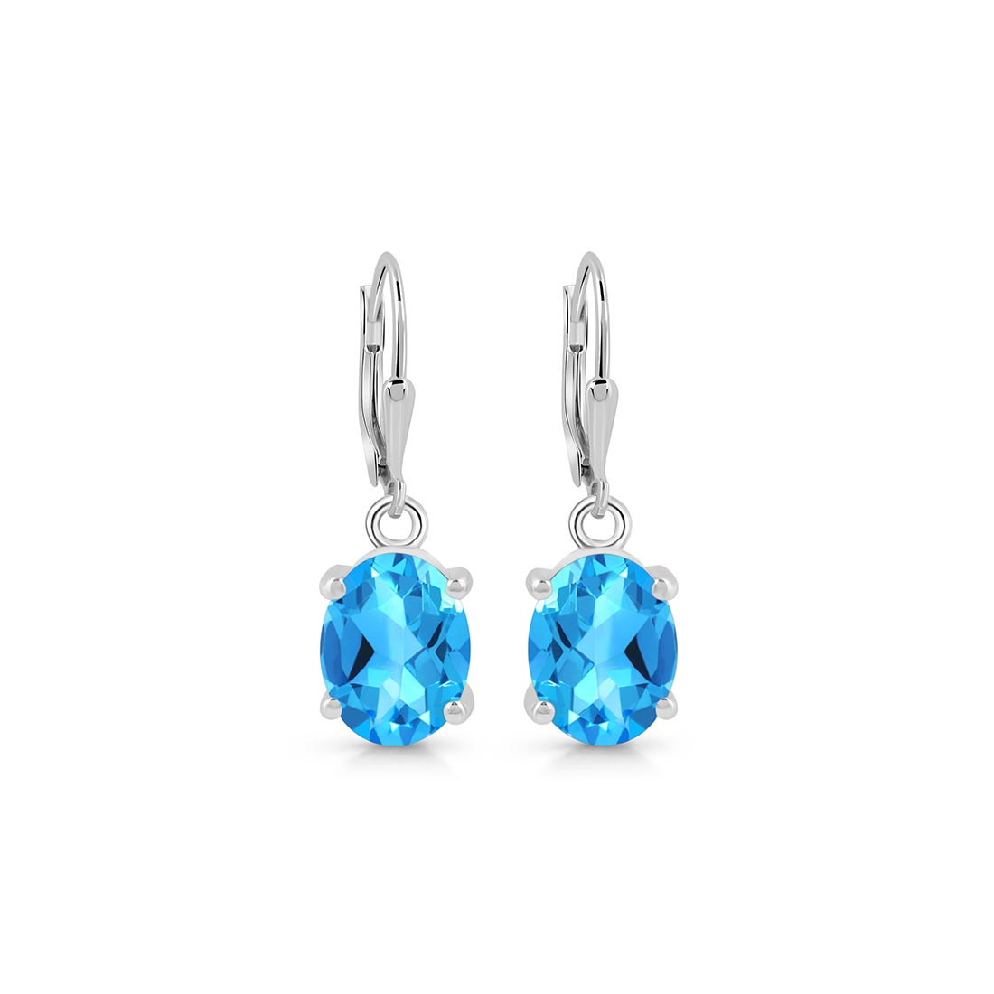 Premium Swiss Blue Topaz Leverback Earrings - Ultimate Elegance (SBTZ-SE-673)