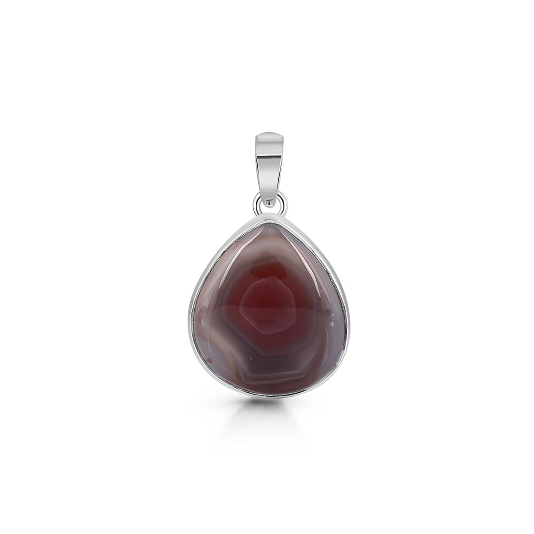 Premium Botswana Agate Pendant - Elegant 925 Sterling Silver Jewelry