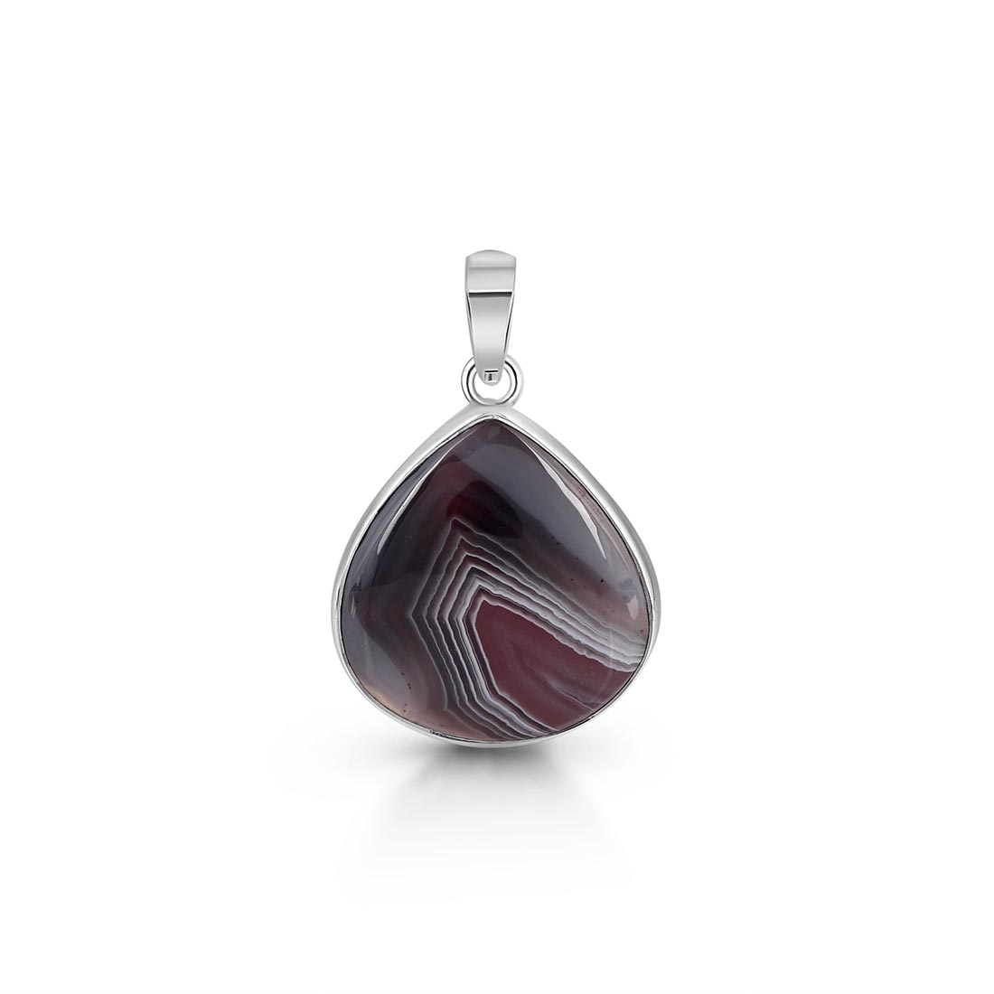 Premium Botswana Agate Pendant - Elegant Sterling Silver Jewelry