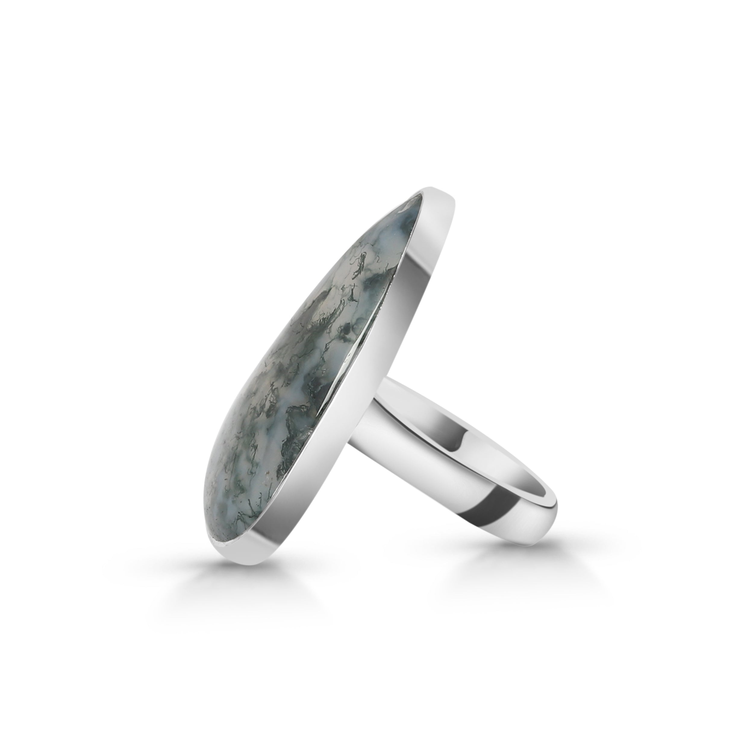 Premium Moss Agate Adjustable Ring - Elegant Statement Piece (MOA-R-5)