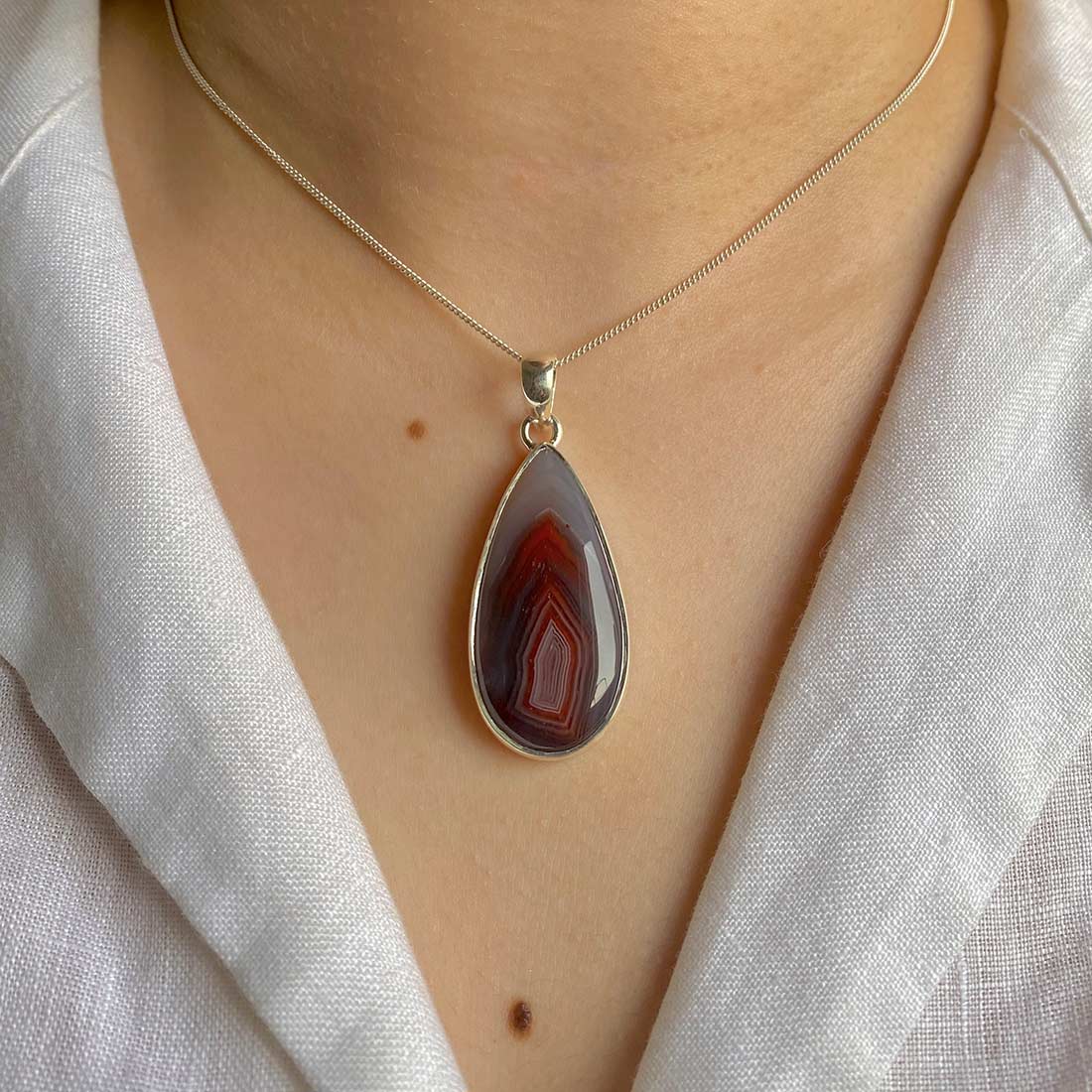 Premium Botswana Agate Pendant - Sterling Silver Statement Jewelry (RBA-P-25)