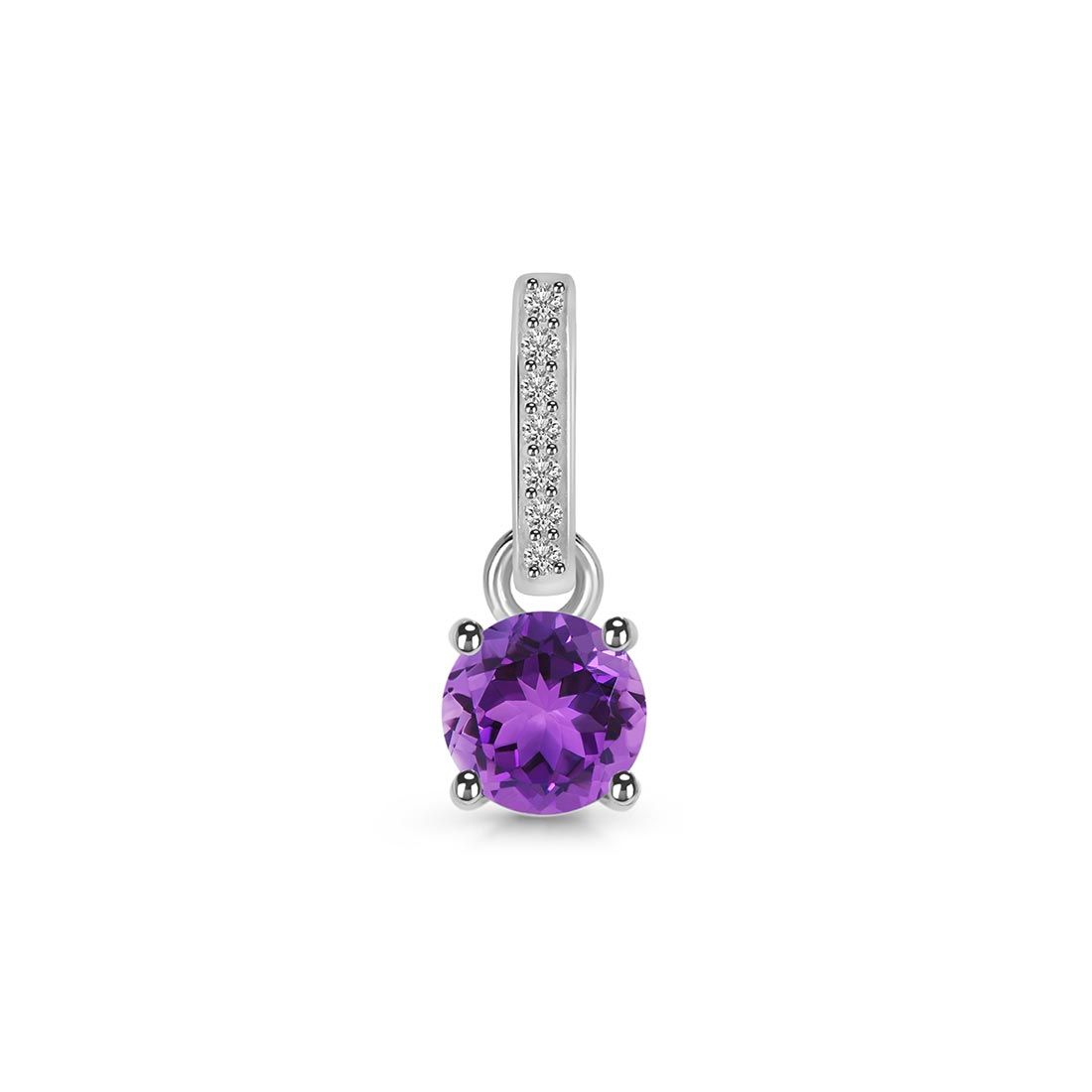 Premium Amethyst & White Topaz Pendant - Elegant Silver Jewelry