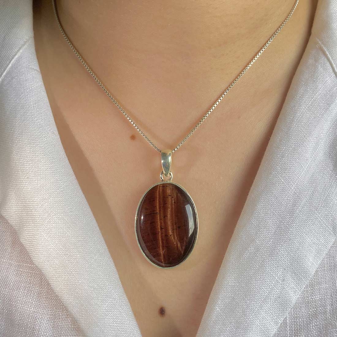 Premium Red Tiger Eye Statement Pendant - Sagacia Jewelry (RTE-P-26)