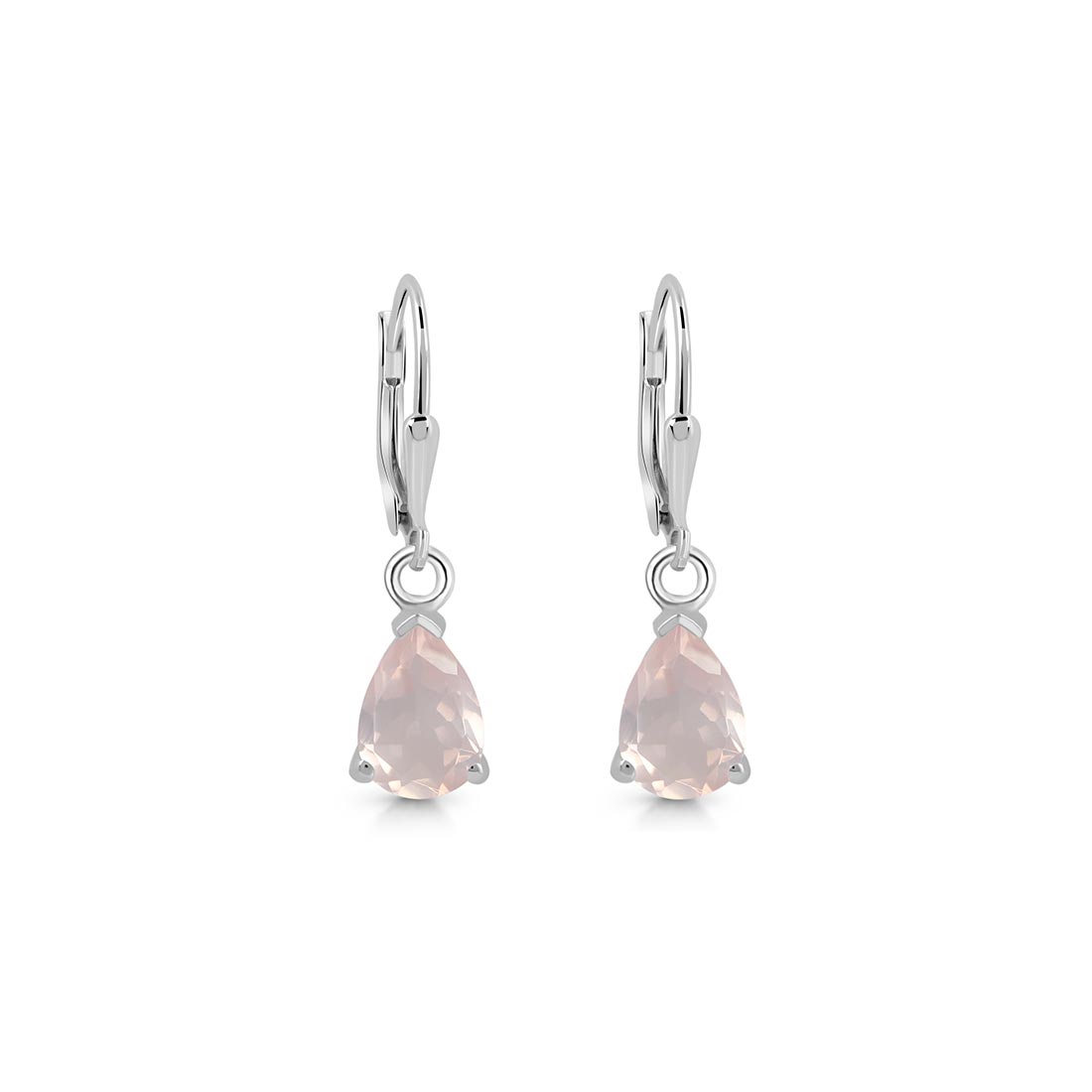 Premium Rose Quartz Leverback Earrings - Elegant & Calming (RSQ-SE-676)