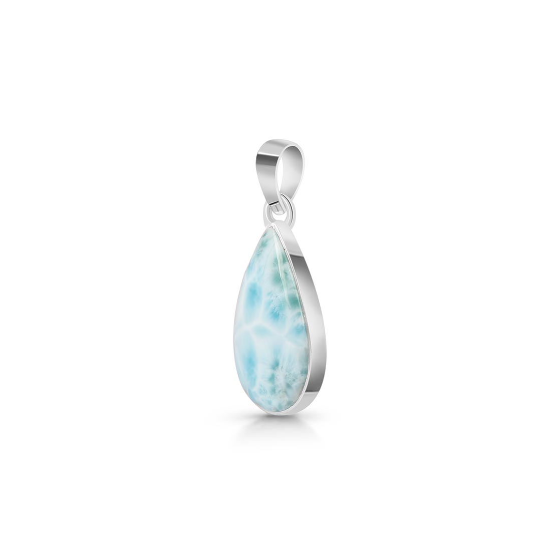 Premium Larimar Pendant - Elegant 925 Sterling Silver Jewelry