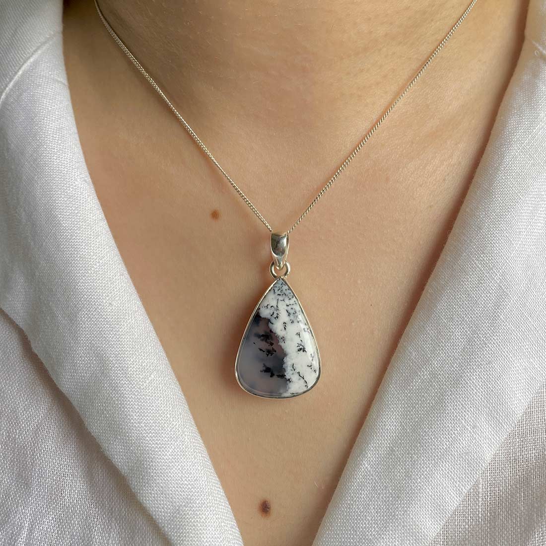 Premium Dendritic Agate Silver Pendant - Ultimate Statement Jewelry