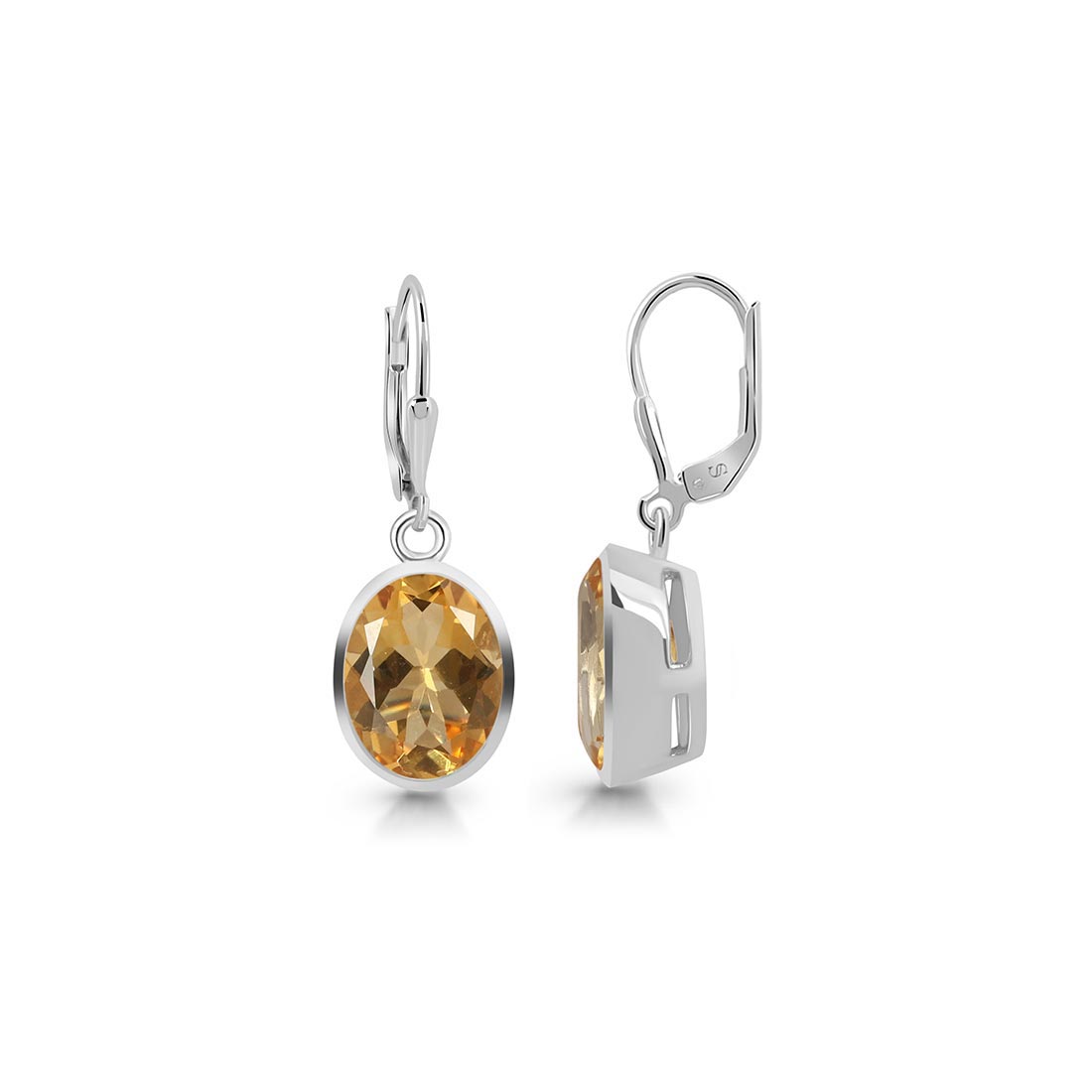 Premium Citrine Leverback Earrings - Elegant Yellow Gemstone Jewelry