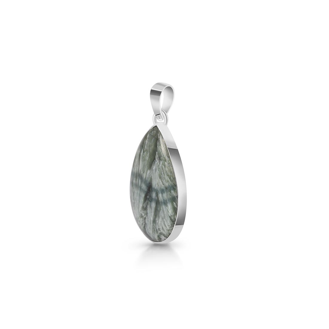 Premium Seraphinite Pendant - Elegant 925 Sterling Silver (SER-P-17)