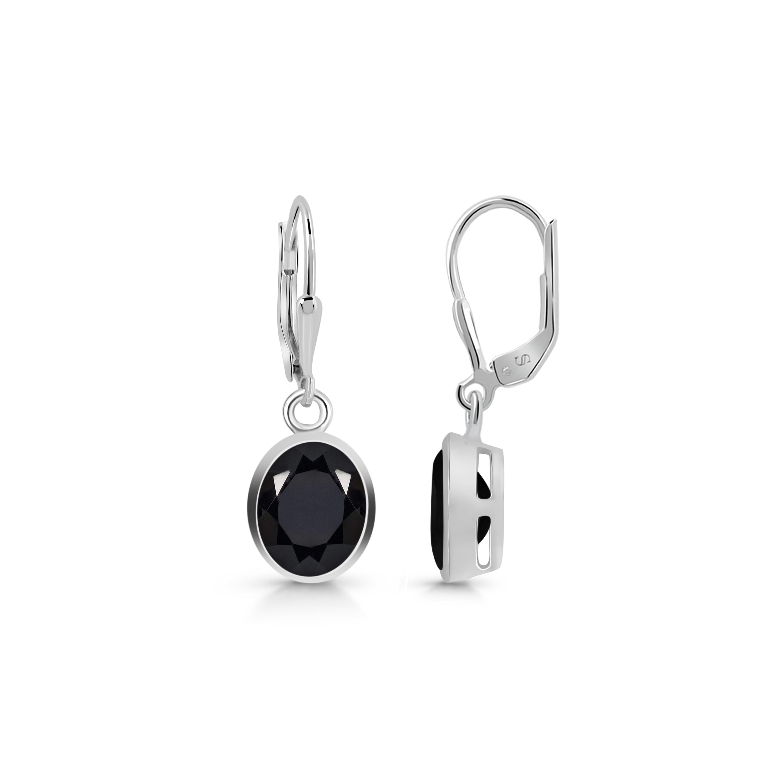 Premium Black Tourmaline Leverback Earrings - Elegant & Protective (BLS-SE-713)