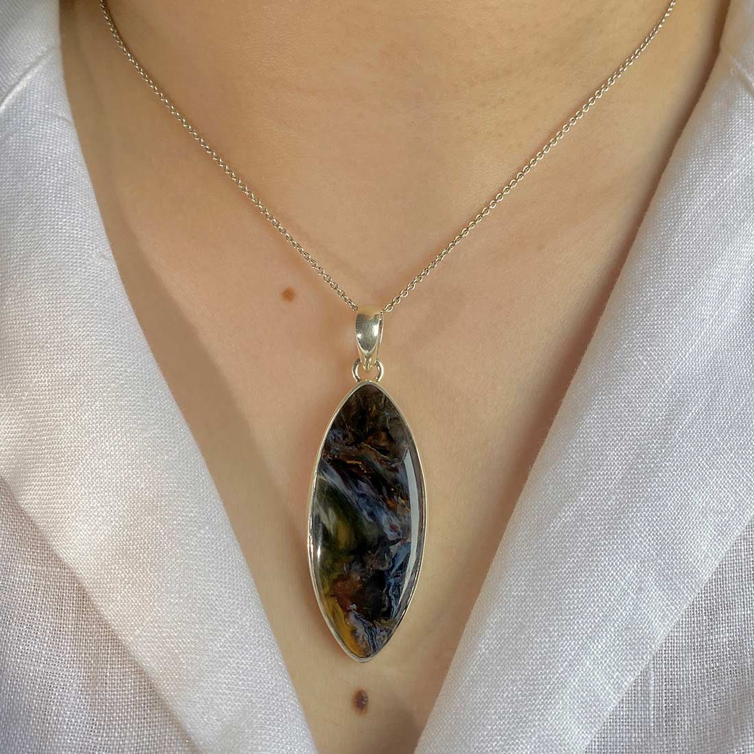 Premium Statement Pietersite Pendant - Elegant Silver Jewelry