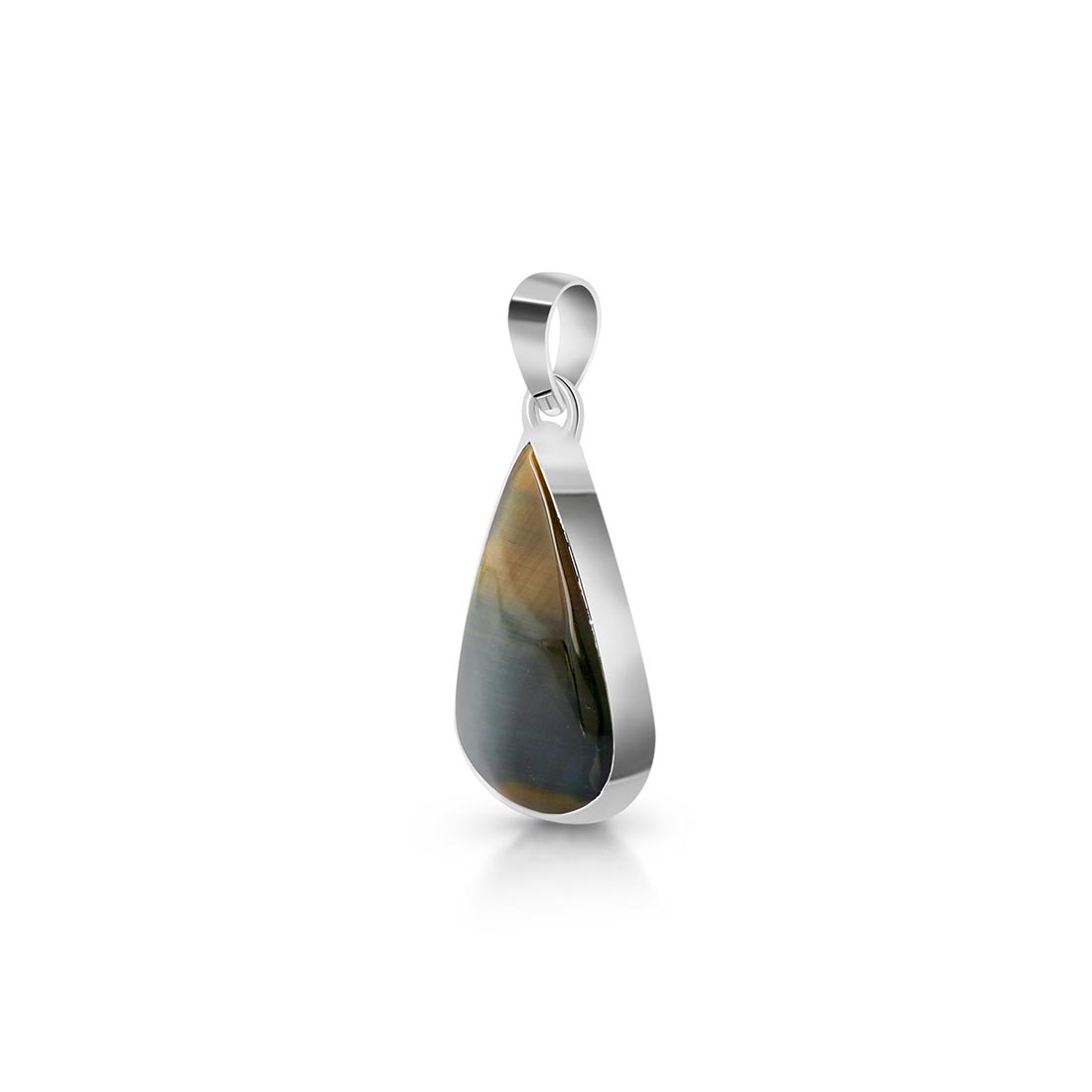 Premium Blue Tiger Eye Pendant - 925 Sterling Silver (BTE-P-25)