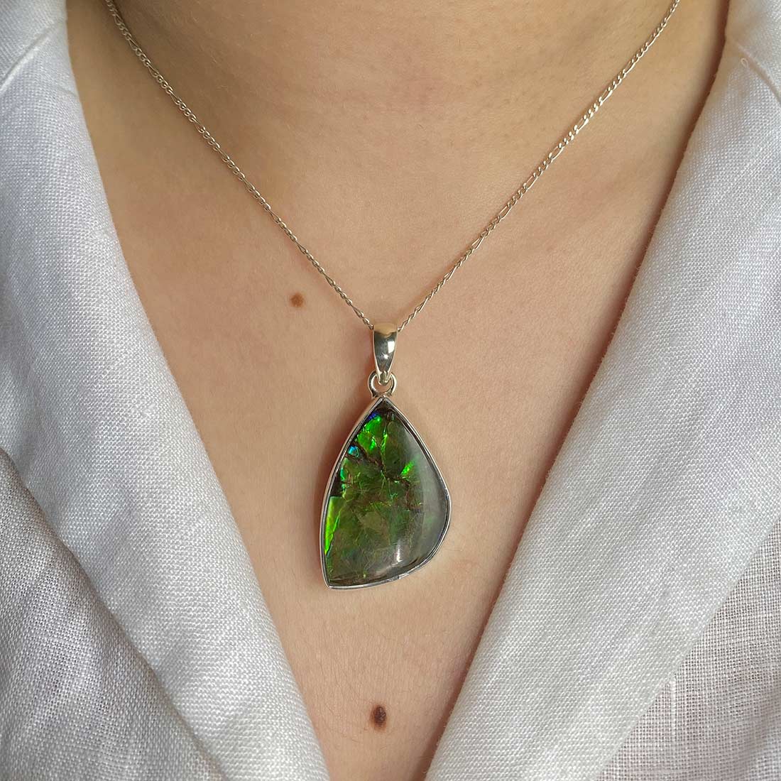 Premium Ammolite Pendant - Authentic Sagacia Statement Jewelry (AML-P-11)