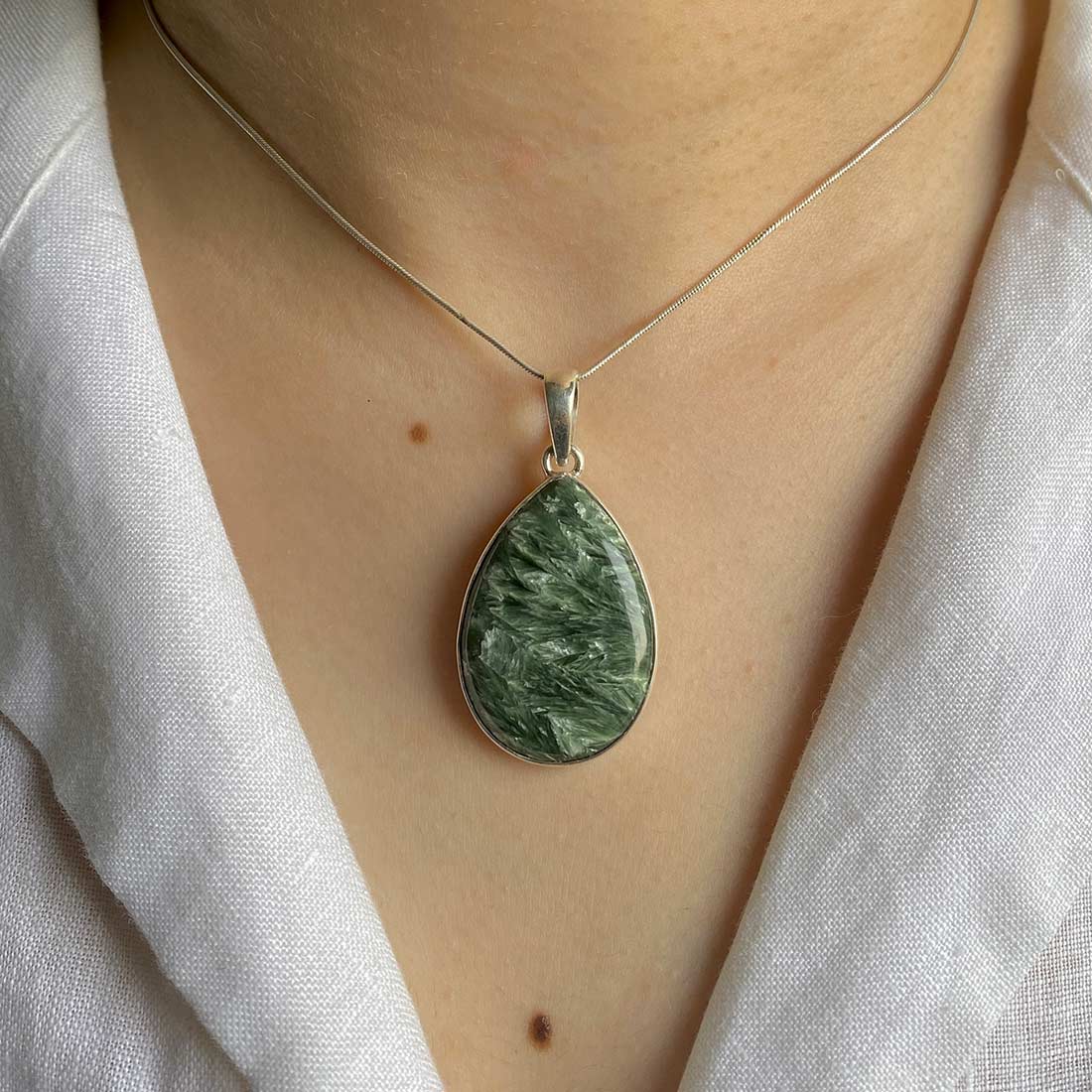 Premium Seraphinite Pendant - Ultimate Elegance (SER-P-23)