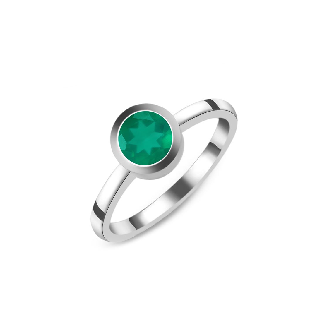 Premium Dainty Green Onyx Ring - Elegant Sterling Silver Jewelry (GRO-SR-237)