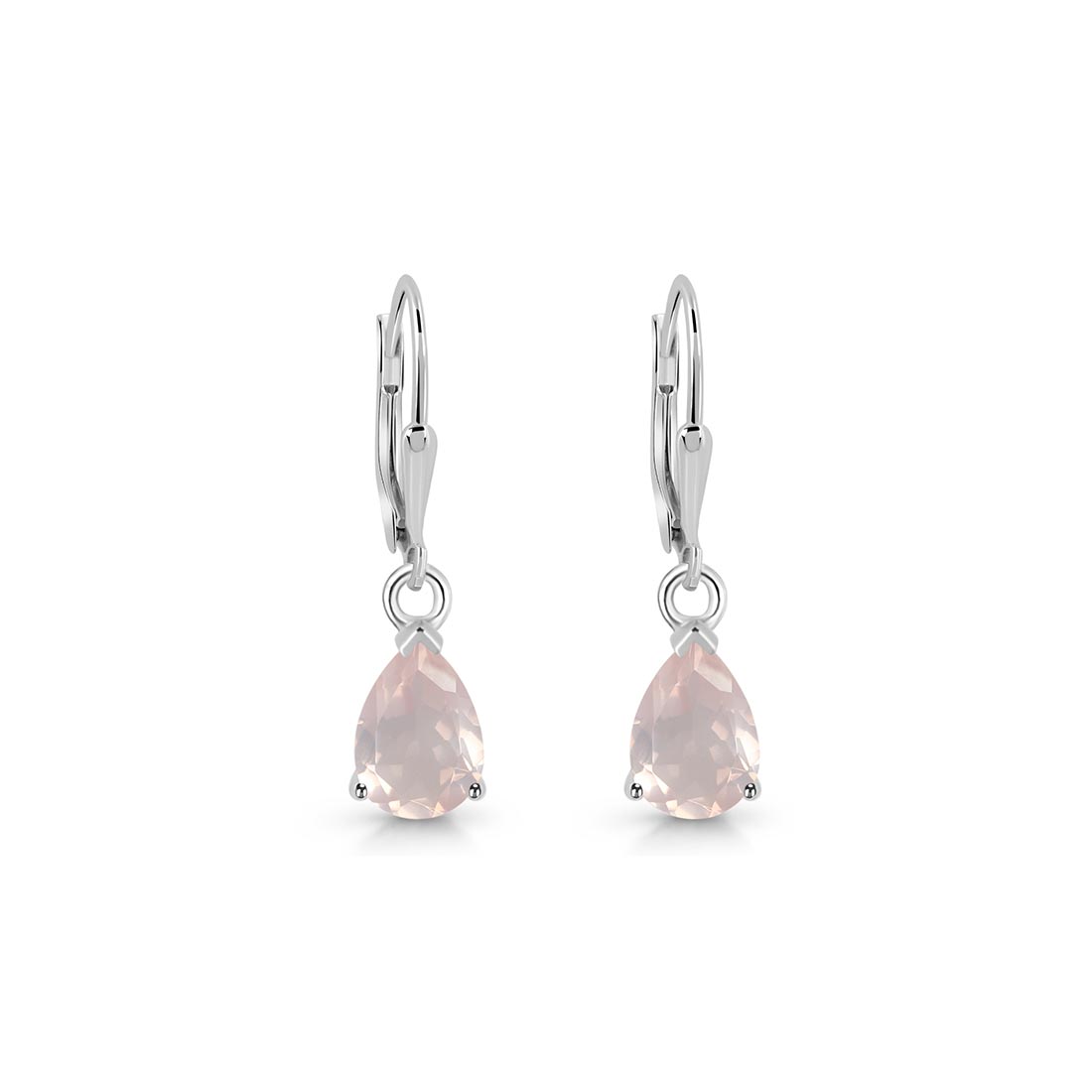 Premium Rose Quartz Leverback Earrings - Elegant & Calming (RSQ-SE-677)