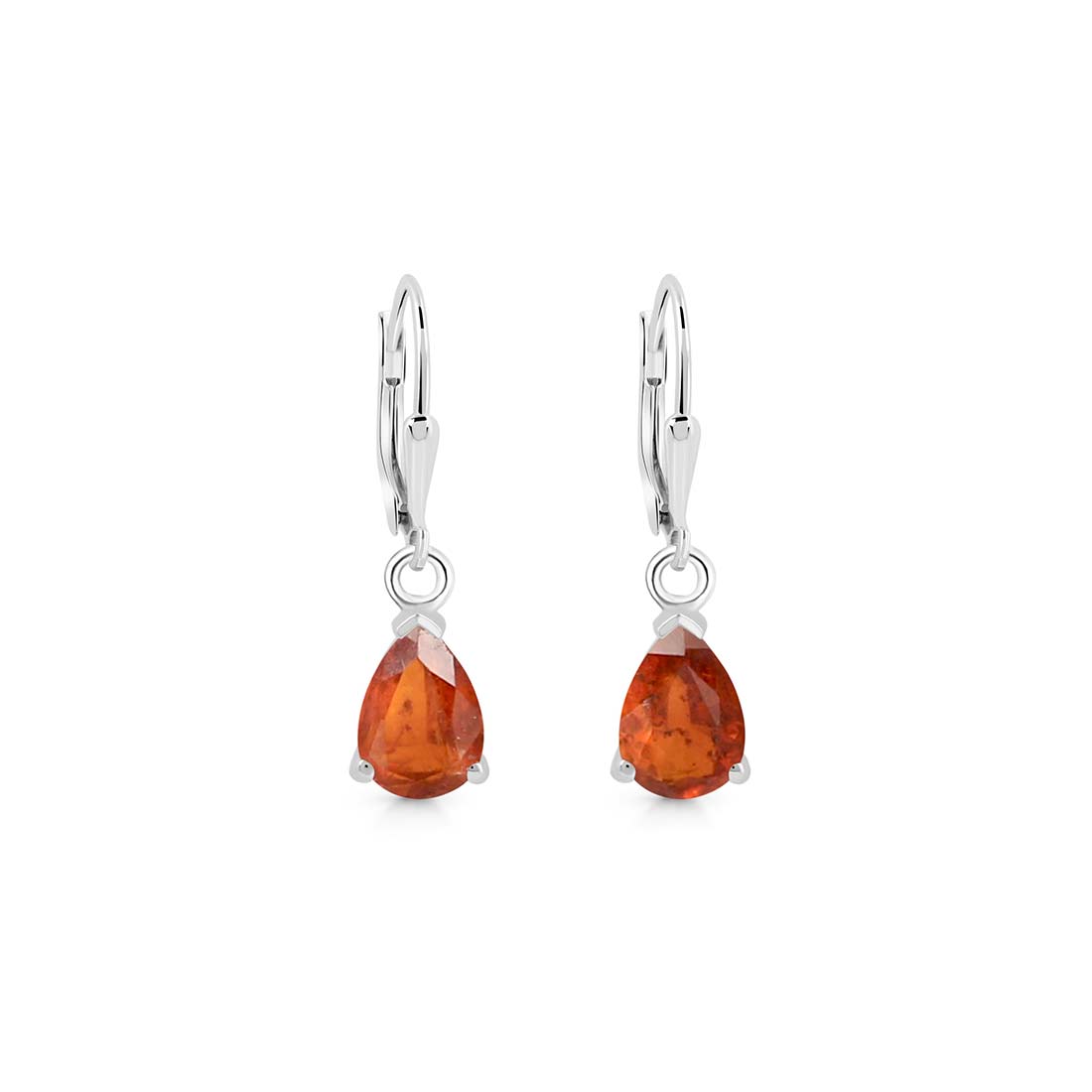 Premium Orange Kyanite Leverback Earrings - Elegant Pear-Cut Design