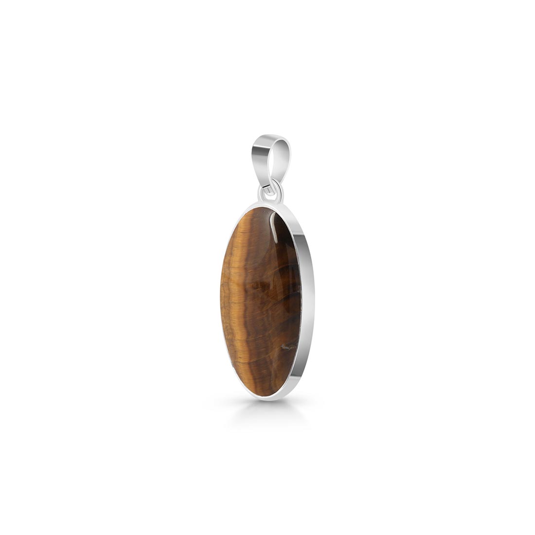 Premium Tiger Eye Pendant - Elegant Silver Statement Piece (TGE-P-30)