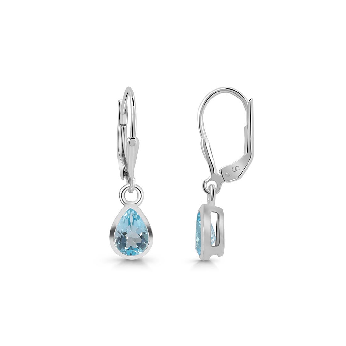 Premium Blue Topaz Leverback Earrings - Elegant 925 Sterling Silver (BTZ-SE-1317)