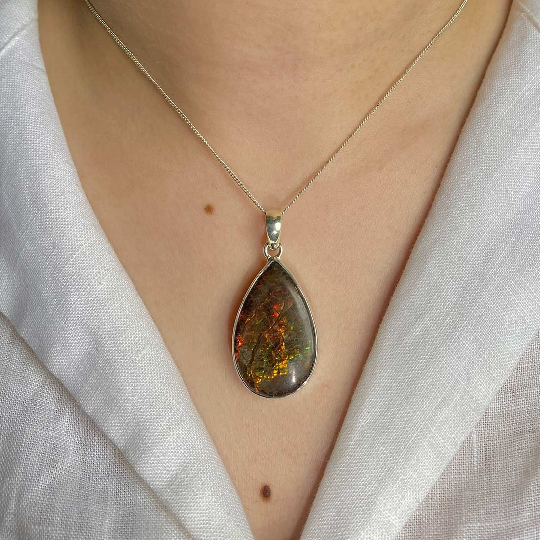 Premium Ammolite Pendant - Ultimate Elegance (AML-P-17)