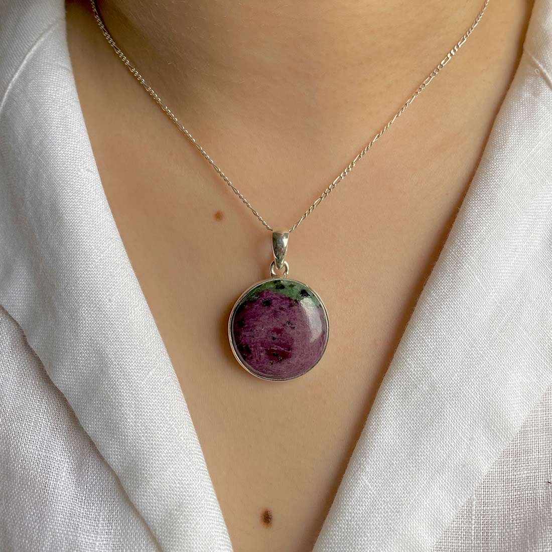 Premium Ruby Zoisite Silver Pendant - Elegant Jewelry for Women