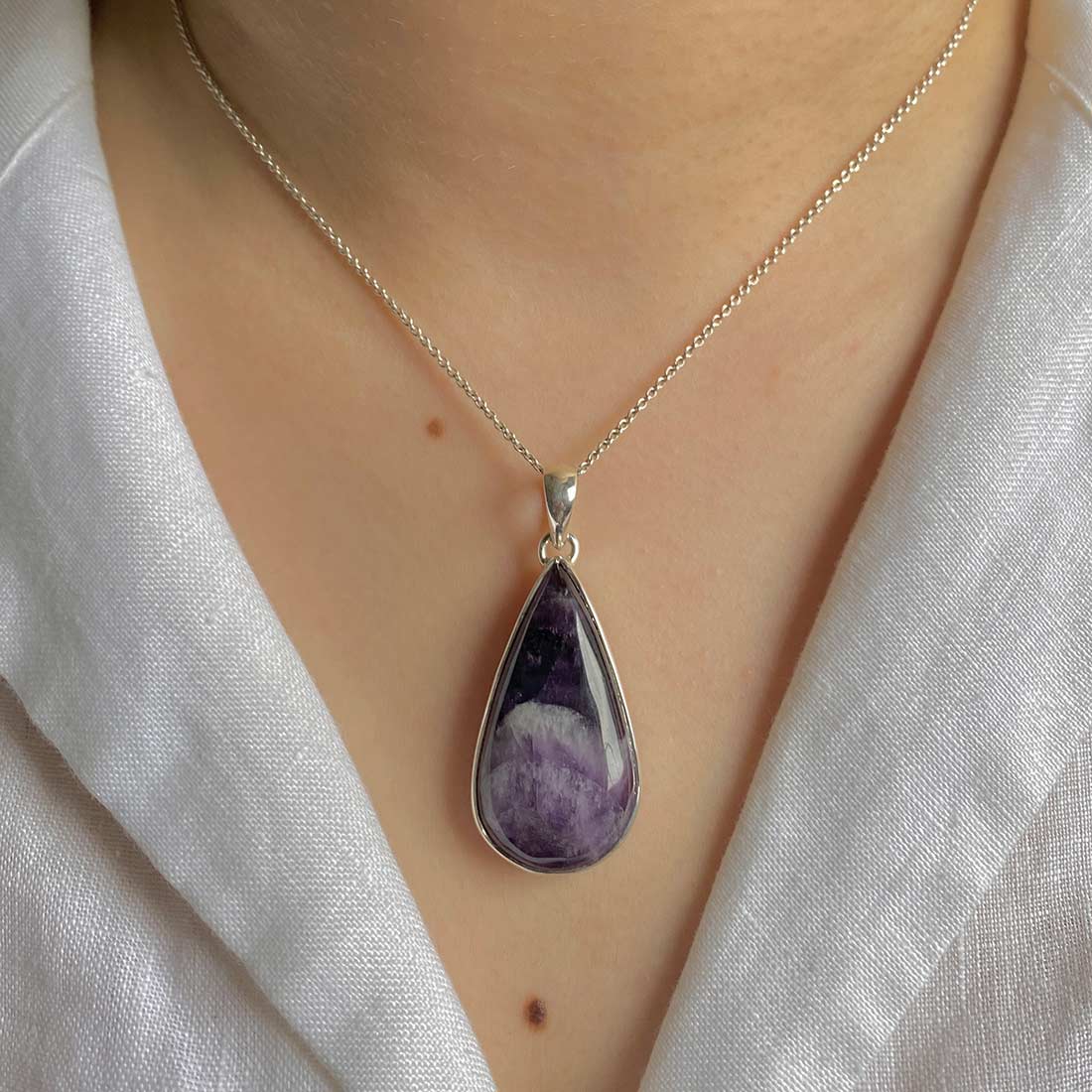 Premium Amethyst Lace Agate Pendant - Elegant Statement Jewelry