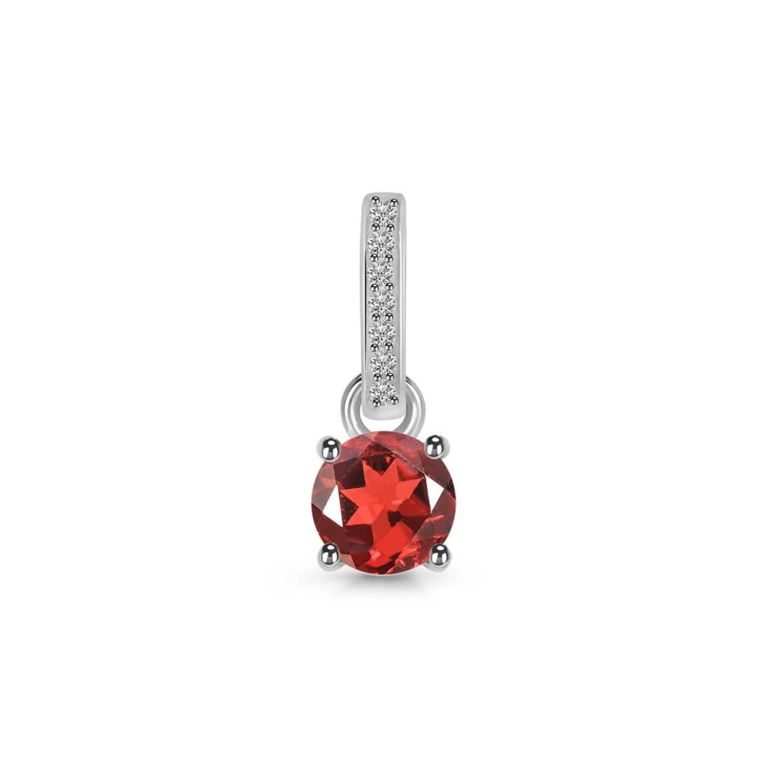 Premium Dainty Garnet & White Topaz Pendant - Elegant 925 Sterling Silver Jewelry (GAR-SP-543)