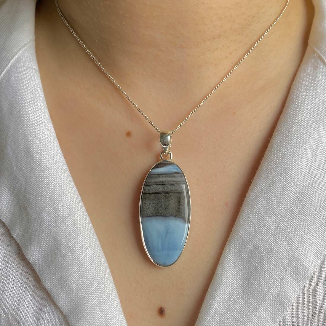 Premium Blue Opal Pendant - Ultimate Elegance (BLO-P-18)