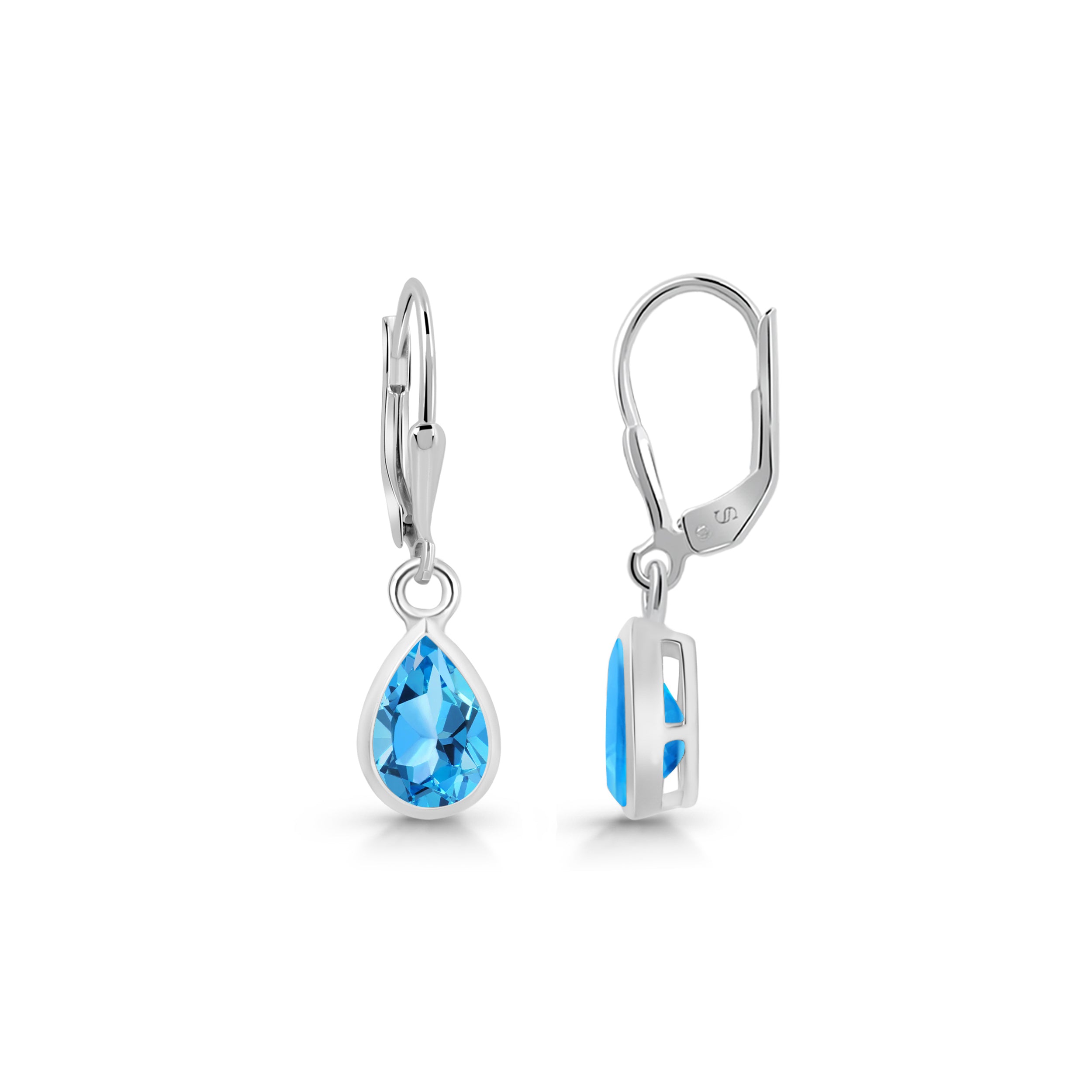 Premium Swiss Blue Topaz Leverback Earrings - Ultimate Elegance (SBTZ-SE-679)