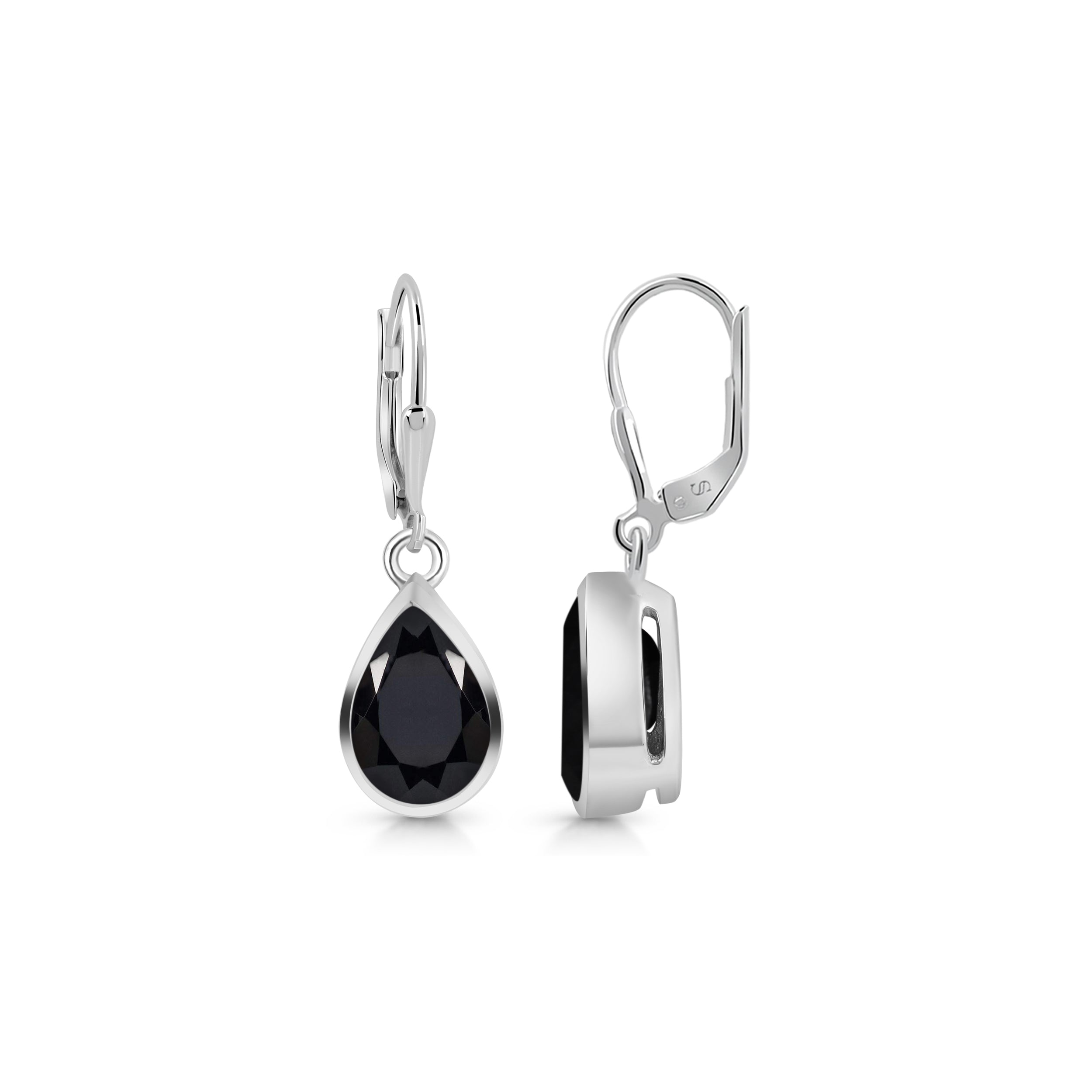 Premium Black Tourmaline Leverback Earrings - Ultimate Elegance